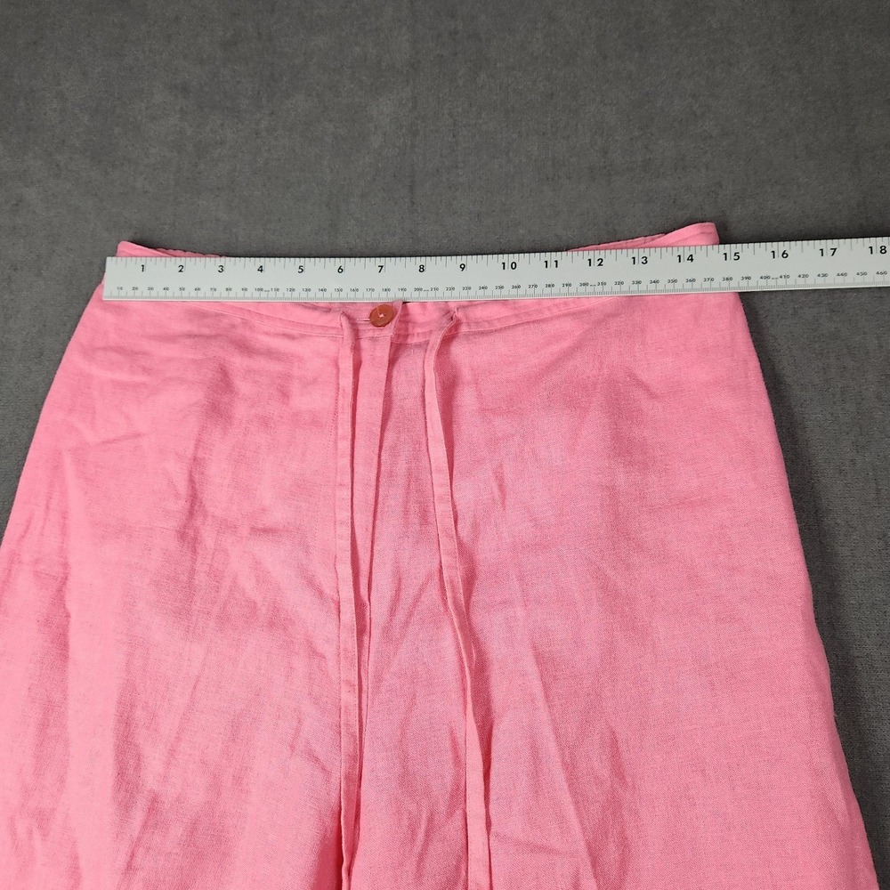 Sag Harbor Pants Womens Size 8 Petite Cropped Linen‎ Embroidered Floral Pink - Picture 6 of 10